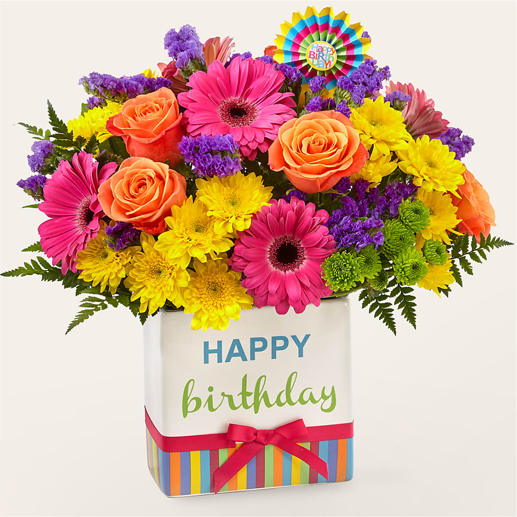 Birthday Brights Bouquet – ADAM & EVE FLOWERS & BALLOONS, Lafayette IN