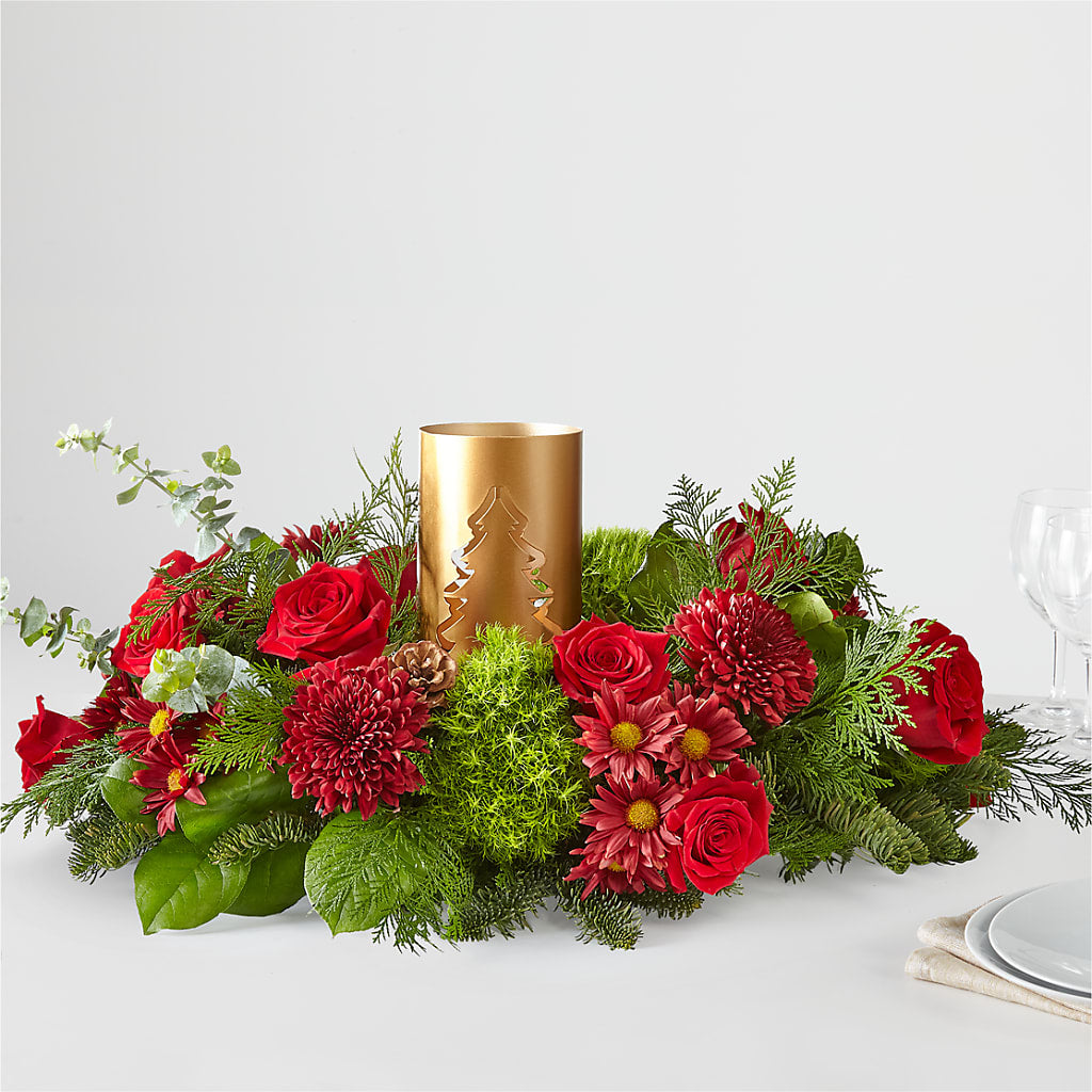 Toast the Season Centerpiece – ADAM & EVE FLOWERS & BALLOONS, Lafayette IN