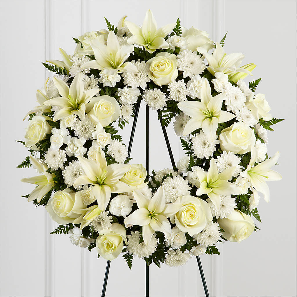 Treasured Tribute Wreath – ADAM & EVE FLOWERS & BALLOONS, Lafayette IN