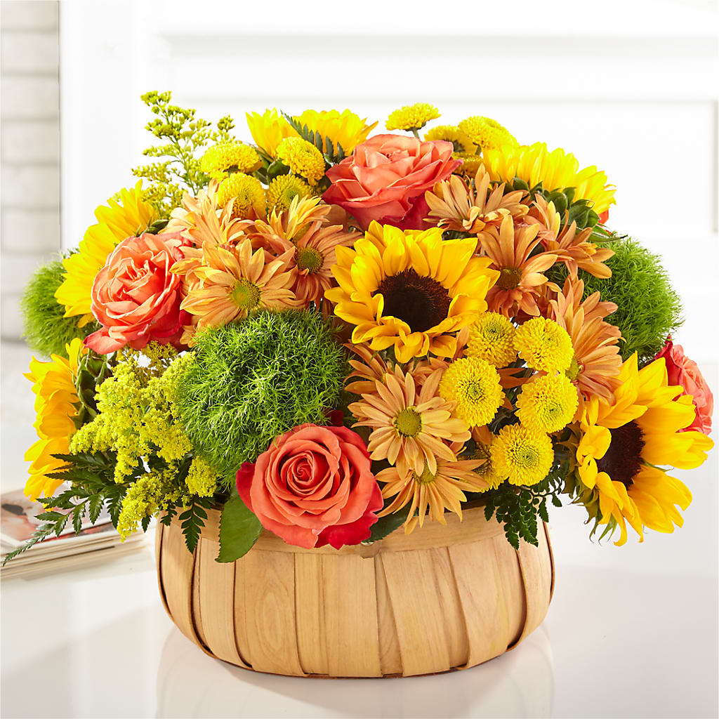 Harvest Sunflower Basket – ADAM & EVE FLOWERS & BALLOONS, Lafayette IN