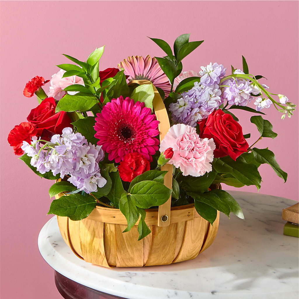 Pink Picnic Basket – ADAM & EVE FLOWERS & BALLOONS, Lafayette IN