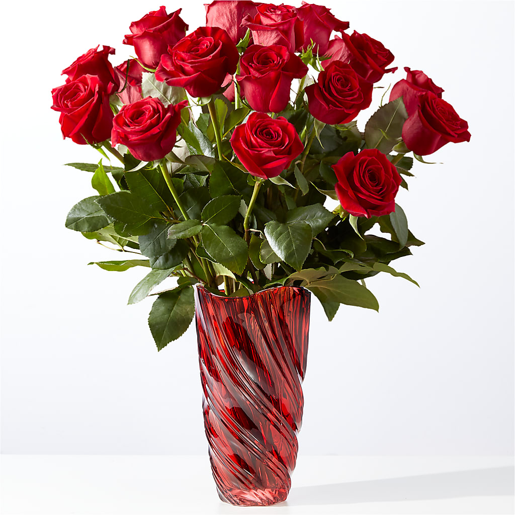 Classic Love Red Rose Bouquet with Luxe Swirl Vase – ADAM & EVE FLOWERS & BALLOONS, Lafayette IN