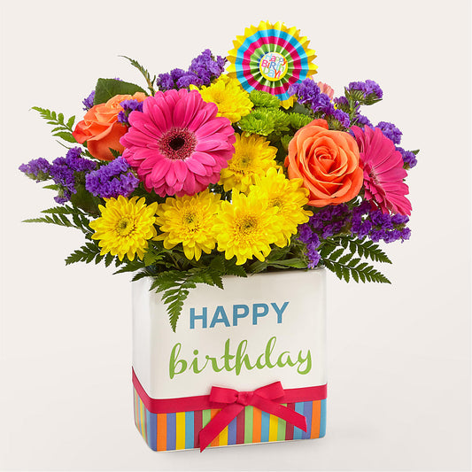 Birthday Brights Bouquet – ADAM & EVE FLOWERS & BALLOONS, Lafayette IN