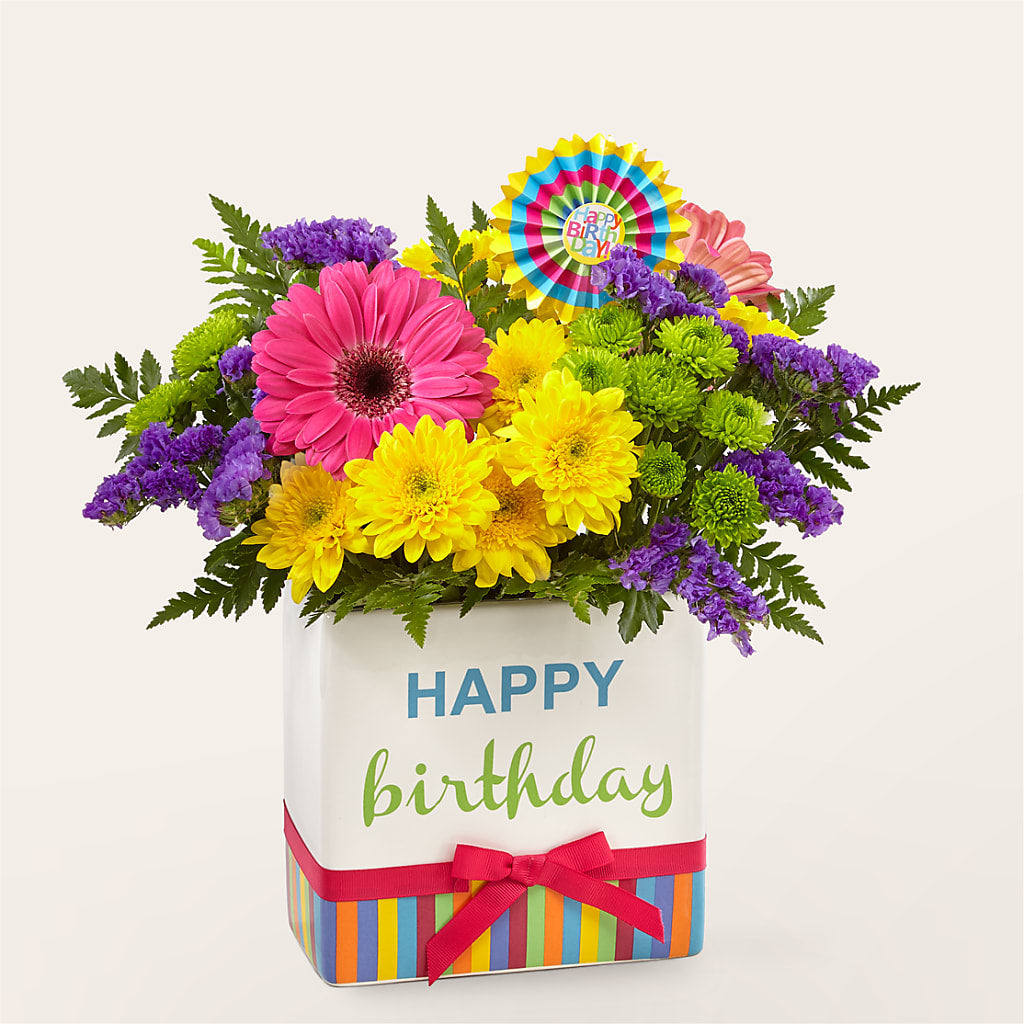 Birthday Brights Bouquet – ADAM & EVE FLOWERS & BALLOONS, Lafayette IN
