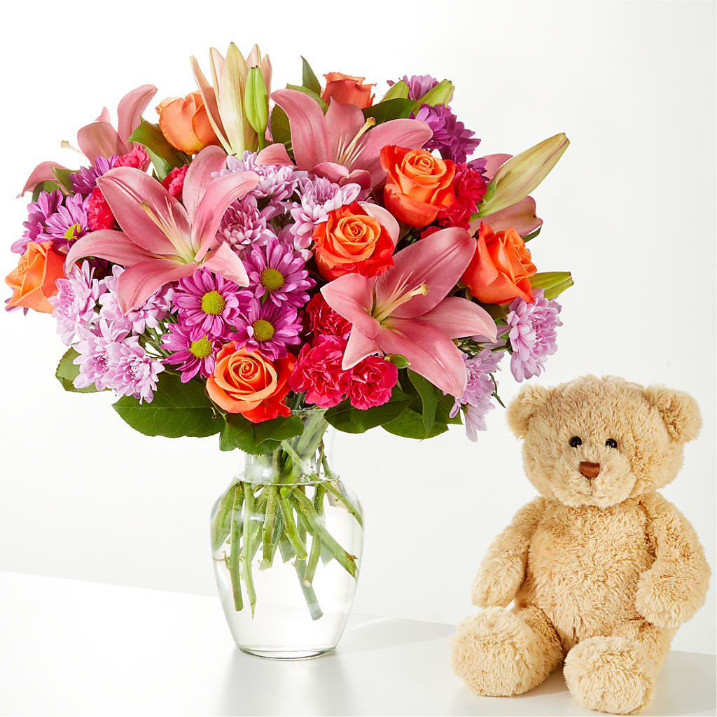 One and Only Bouquet and Bear Bundle – ADAM & EVE FLOWERS & BALLOONS, Lafayette IN