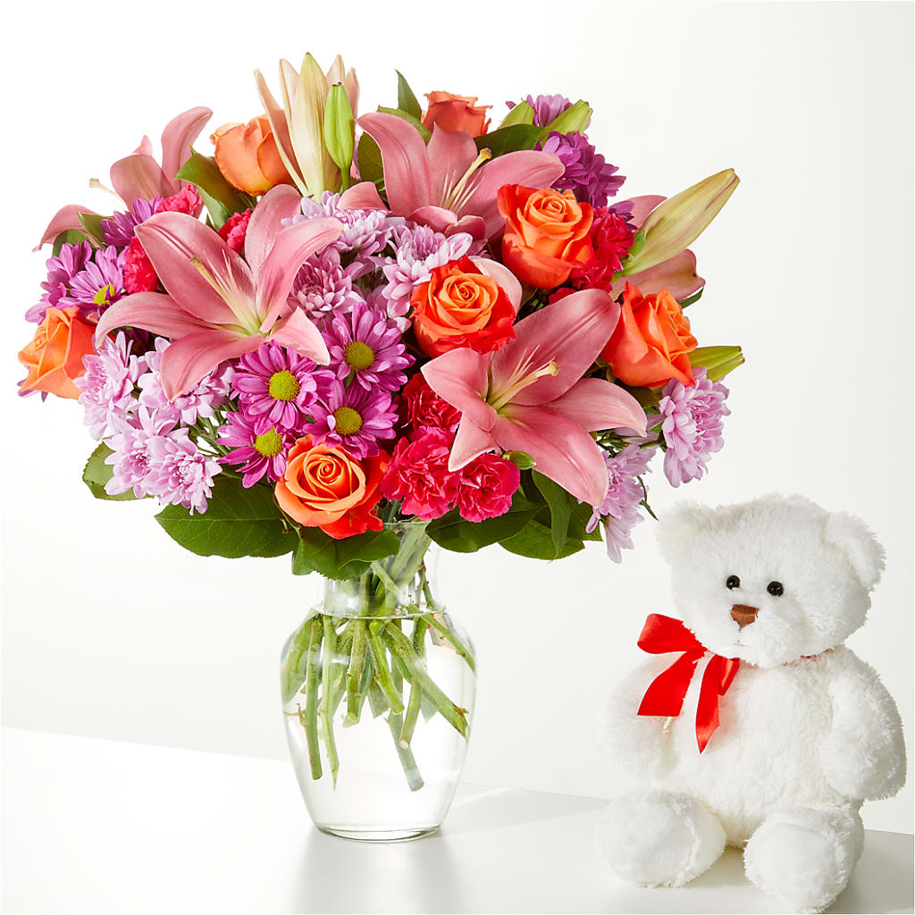 One and Only Bouquet and Bear Bundle – ADAM & EVE FLOWERS & BALLOONS, Lafayette IN