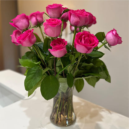 Long Stem Pink Rose Bouquet – ADAM & EVE FLOWERS & BALLOONS, Lafayette IN