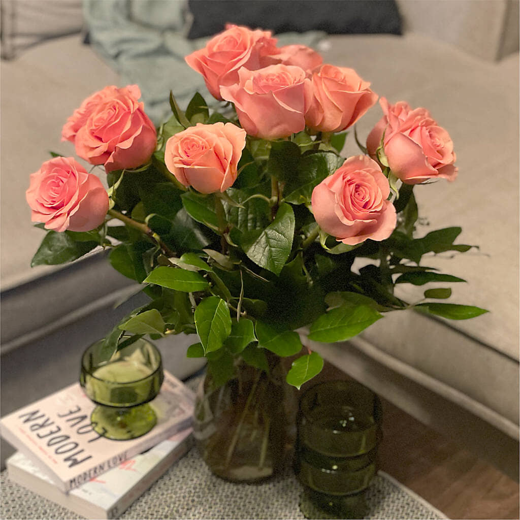 Long Stem Pink Rose Bouquet – ADAM & EVE FLOWERS & BALLOONS, Lafayette IN