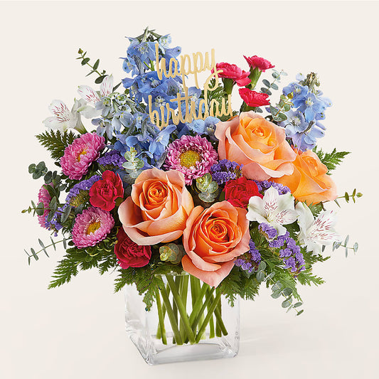 Birthday Bash Bouquet – ADAM & EVE FLOWERS & BALLOONS, Lafayette IN