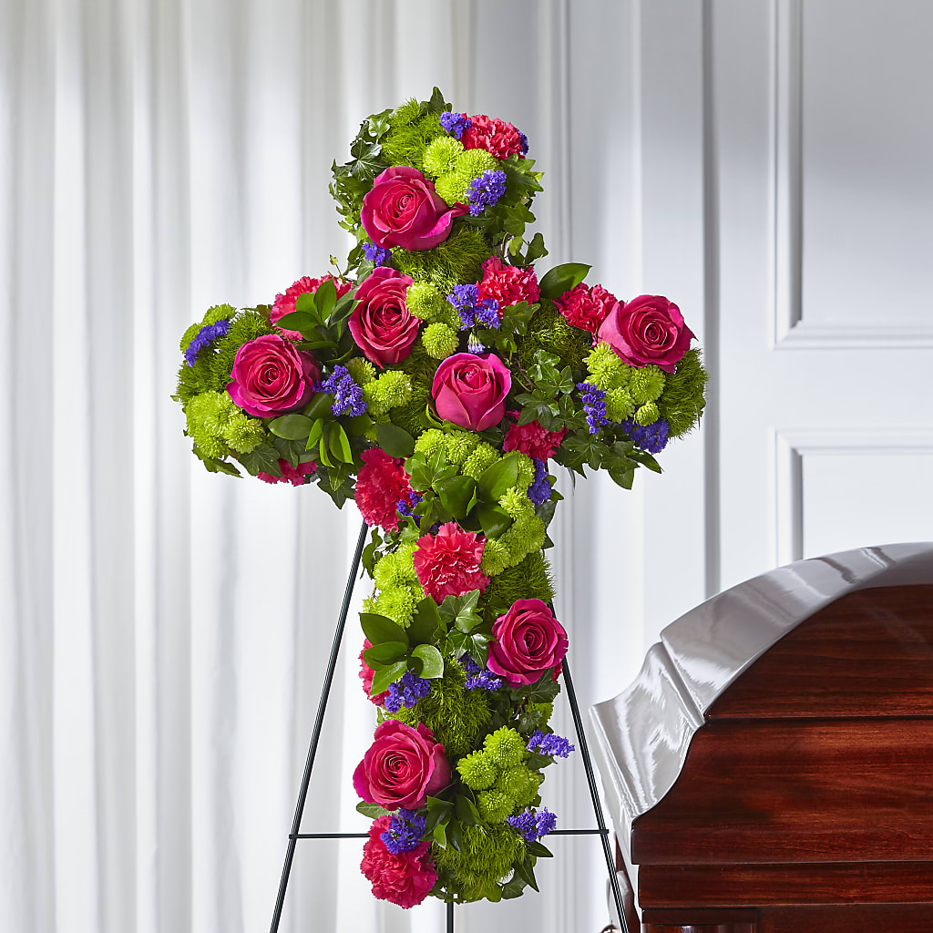 Tribute Rose Floral Cross – ADAM & EVE FLOWERS & BALLOONS, Lafayette IN