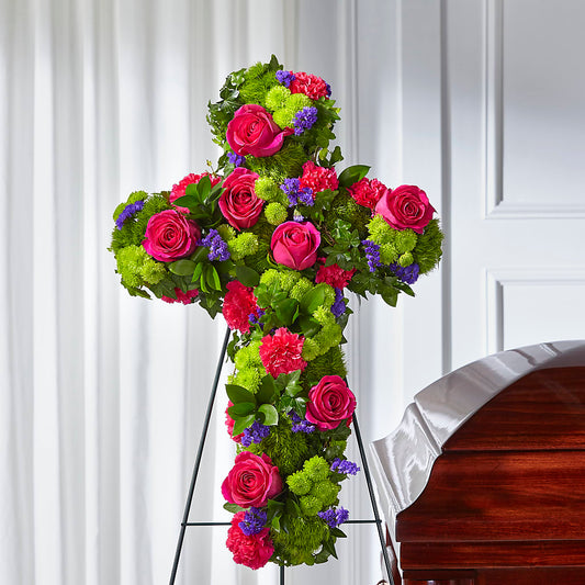 Tribute Rose Floral Cross – ADAM & EVE FLOWERS & BALLOONS, Lafayette IN
