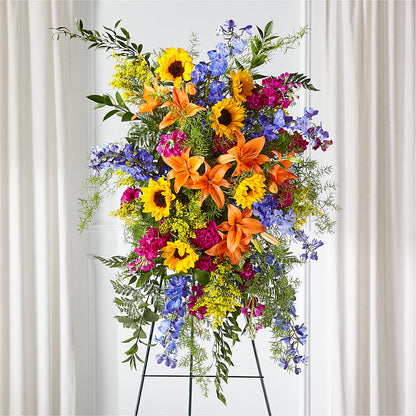 Sunlit Memories Standing Spray (Standard) – ADAM & EVE FLOWERS & BALLOONS, Lafayette IN