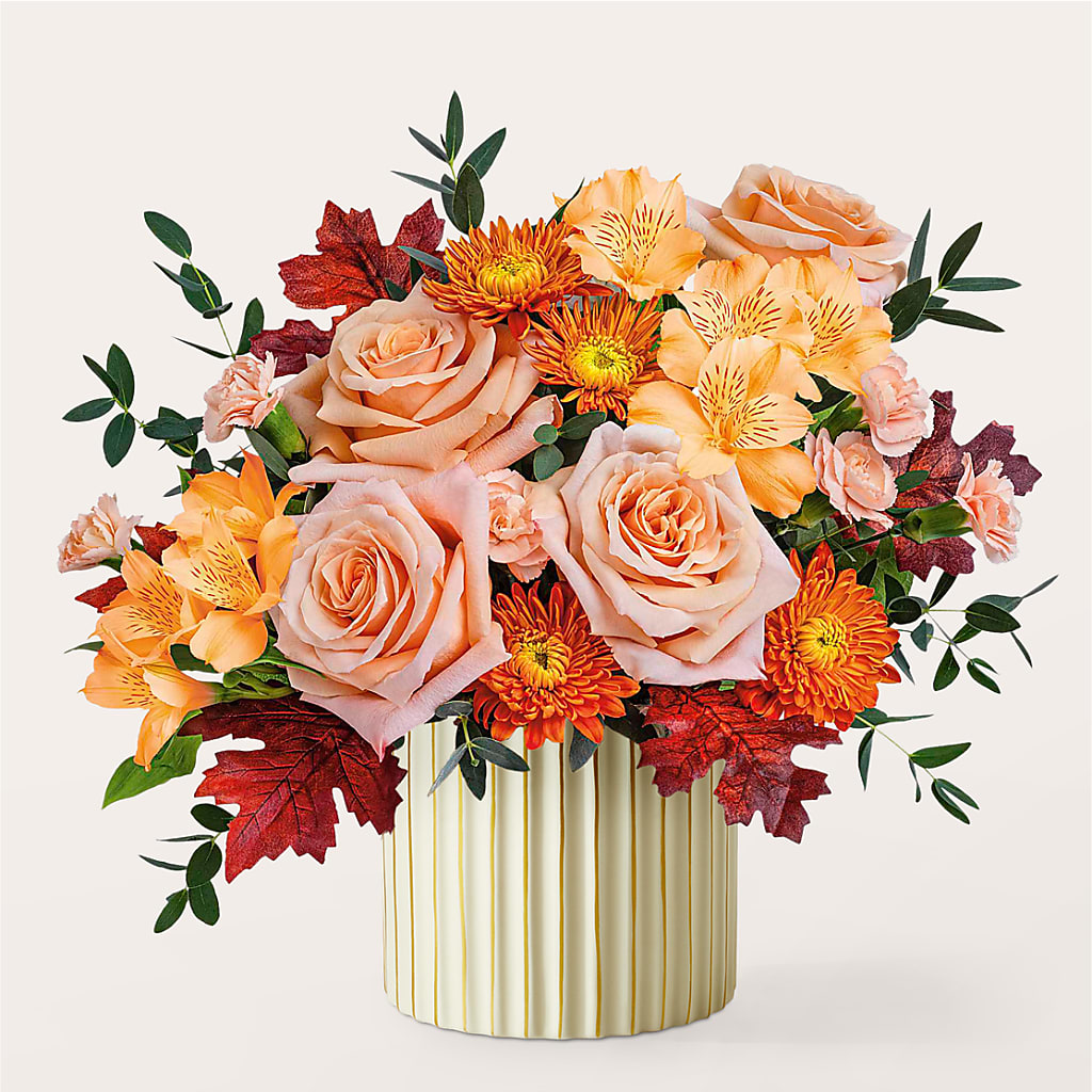 Spiced Latte Bouquet with Ivory Vase – ADAM & EVE FLOWERS & BALLOONS, Lafayette IN