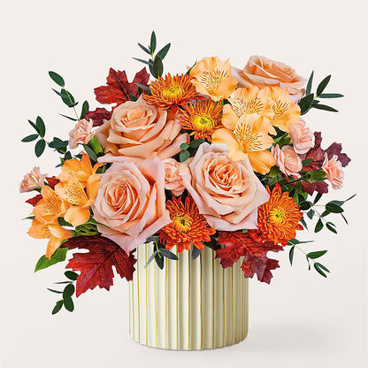 Spiced Latte Bouquet with Ivory Vase – ADAM & EVE FLOWERS & BALLOONS, Lafayette IN