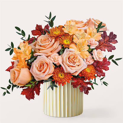 Spiced Latte Bouquet with Ivory Vase – ADAM & EVE FLOWERS & BALLOONS, Lafayette IN