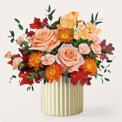 Spiced Latte Bouquet with Ivory Vase – ADAM & EVE FLOWERS & BALLOONS, Lafayette IN