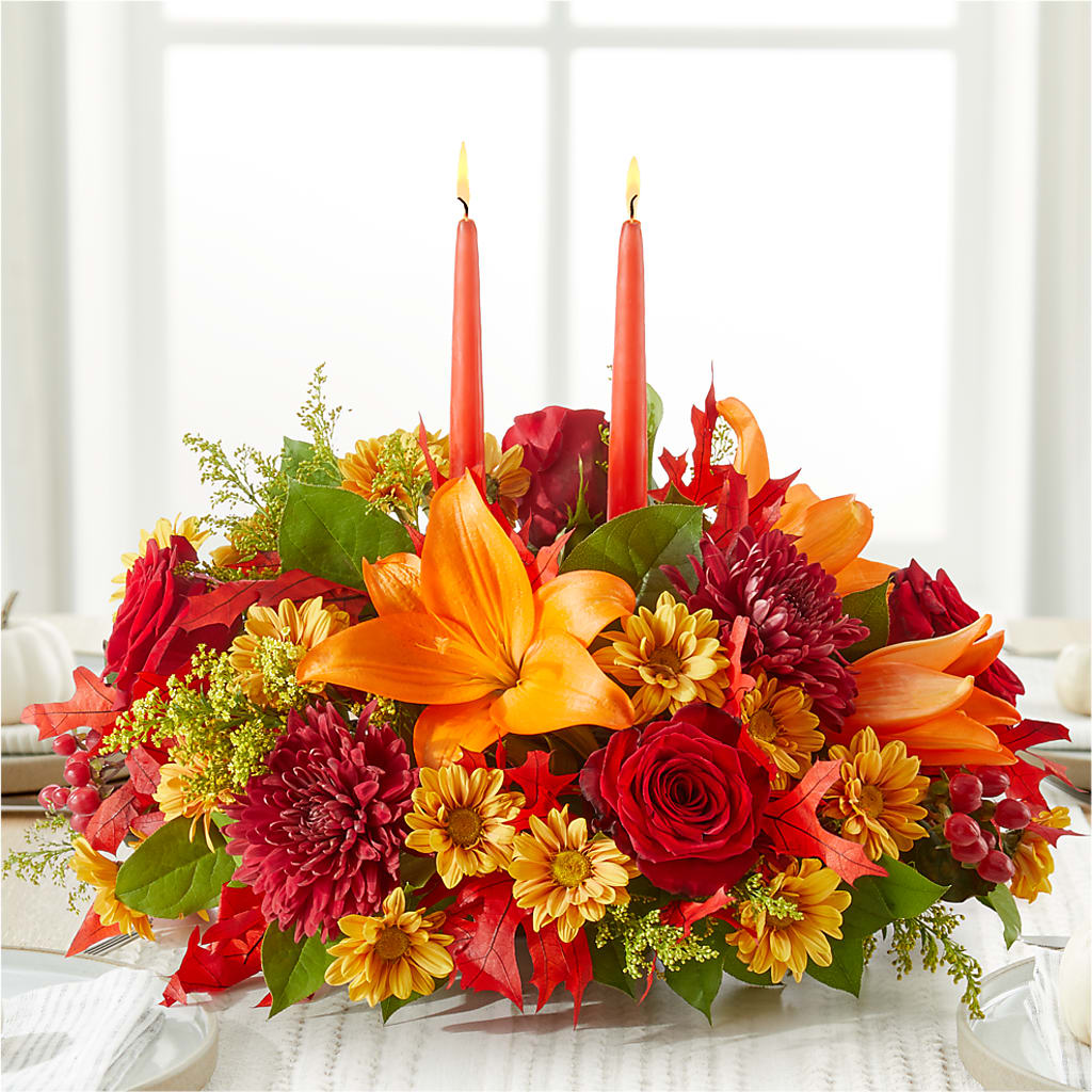 Autumn's Embrace Centerpiece – ADAM & EVE FLOWERS & BALLOONS, Lafayette IN