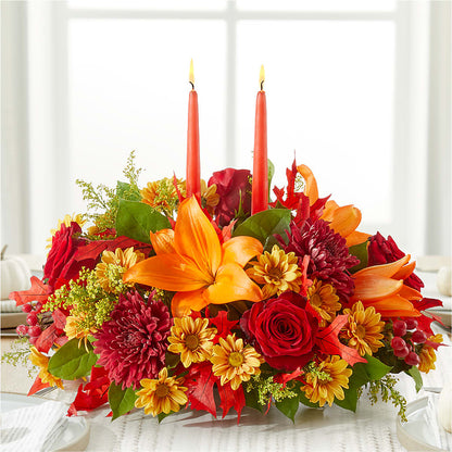 Autumn's Embrace Centerpiece – ADAM & EVE FLOWERS & BALLOONS, Lafayette IN