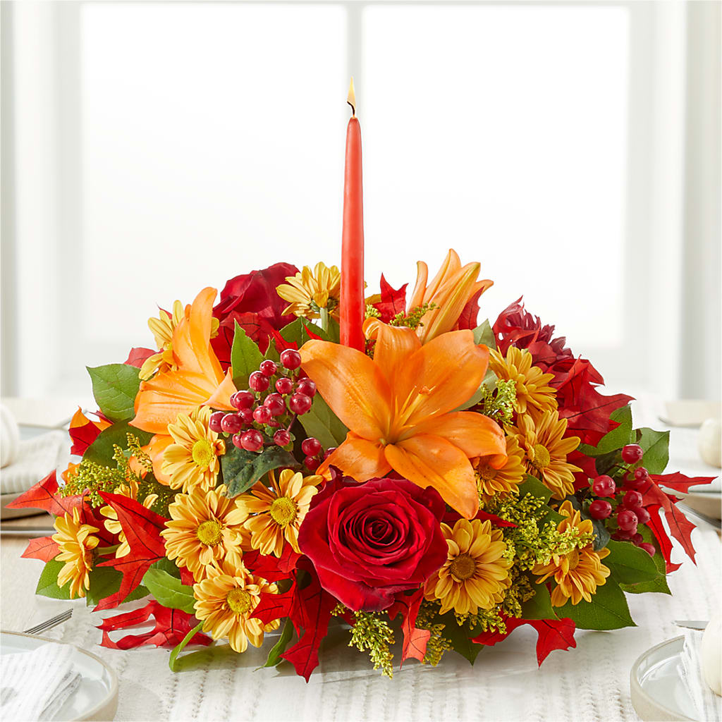 Autumn's Embrace Centerpiece – ADAM & EVE FLOWERS & BALLOONS, Lafayette IN